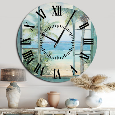 Horloge murale Tropical Beach Windows Horizon I - Fenêtres côtières