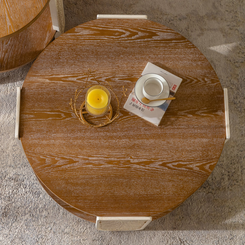 Table basse 32 "en bois massif avec tablette