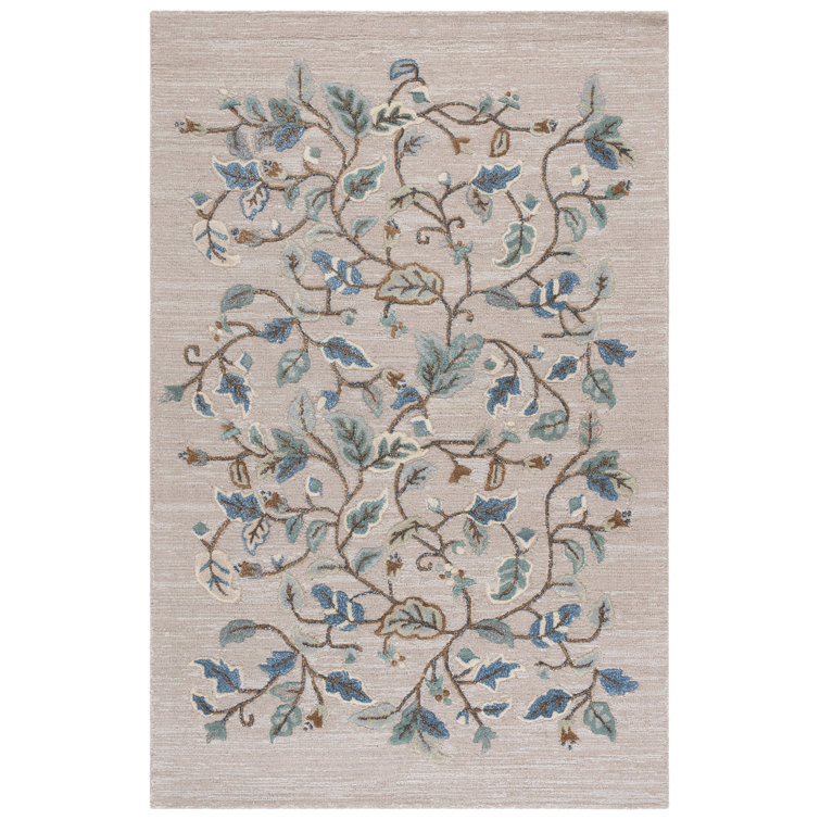 Autumn Martha Stewart Hand Tufted Wool/Viscose Floral Rug in Colonial Blue