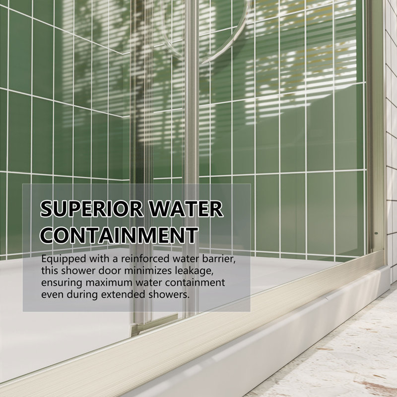 44 in. - 48 in. W x 72 in. H Double Sliding Semi-Frameless Shower Door with Clear Glass, Brushed Nickel