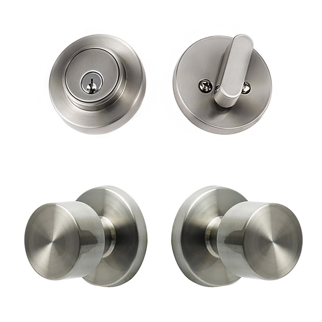 Bergen Round Passage Knobset with Modern Deadbolt Sure-Loc Hardware 