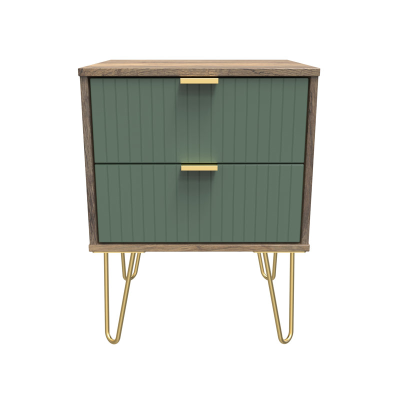 Beranda 45cm W Manufactured Wood Bedside Table, Labrador Green/Vintage Oak