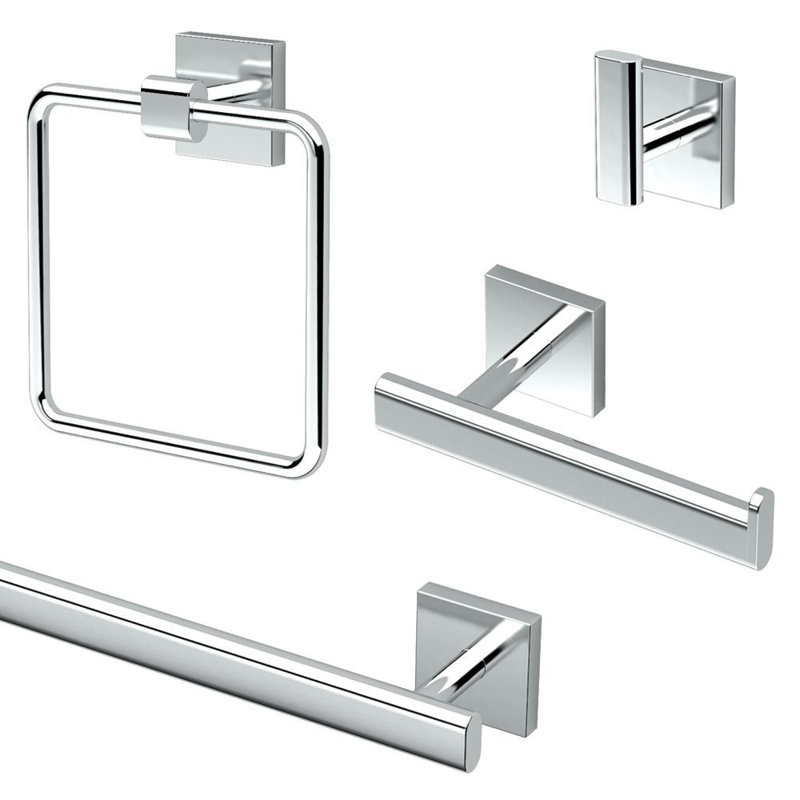 Ensemble de quincaillerie de salle de bain 4 pièces Elevate, Chrome