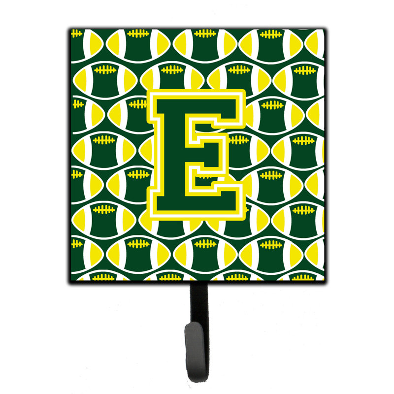 Porte-clés mural avec crochets pour clés Bickler Football, Vert / Jaune, Lettre E