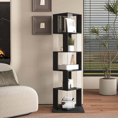 Bibliothèque rotative à 5 niveaux, support de plancher avec plaque en acrylique