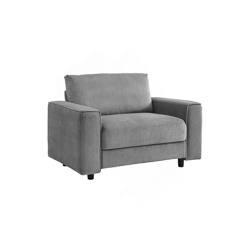 Chaise rembourrée en velours côtelé Modern, Polyester gris