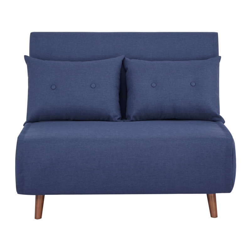 Haleemah Tufted Polyester Convertible Chair, Navy Blue Polyester
