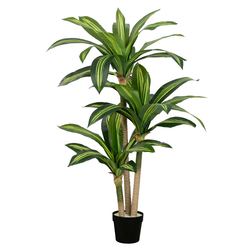 Artificial Dracaena Plant, 105cm / 120cm /150cm/180cm Tall Indoor Faux Tropical Tree with Realistic Variegated Leaves, Maintenance Free Decorative Floor Plant for Living Room Office Bedroom