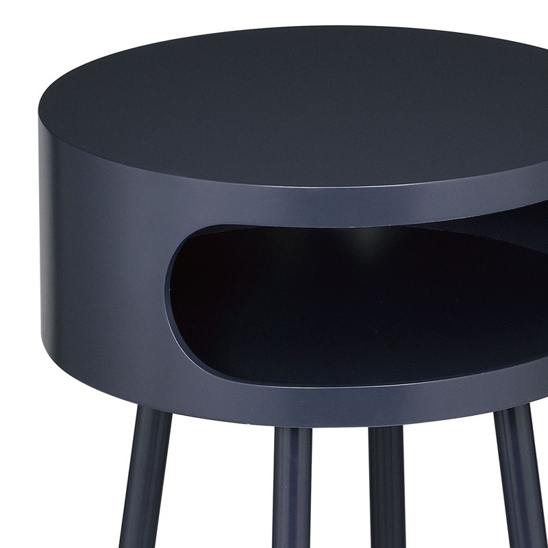 Ayeleen Round End Table, White & Natural, Black