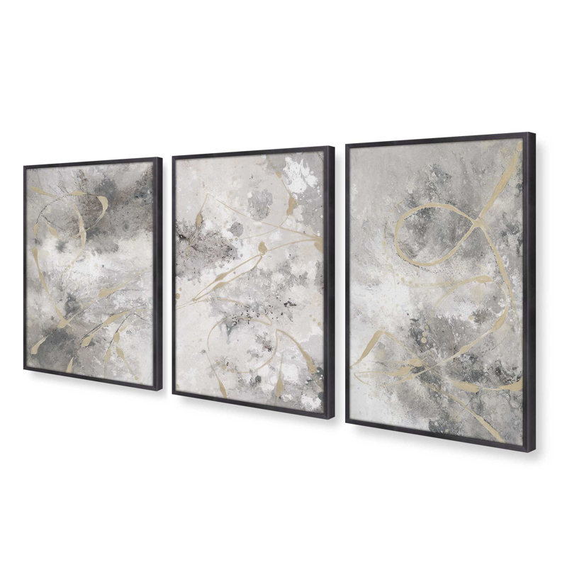 Gilded Whispers, ensemble de 2 reproductions sur cadre en papier mat d'archives, Zinc patiné
