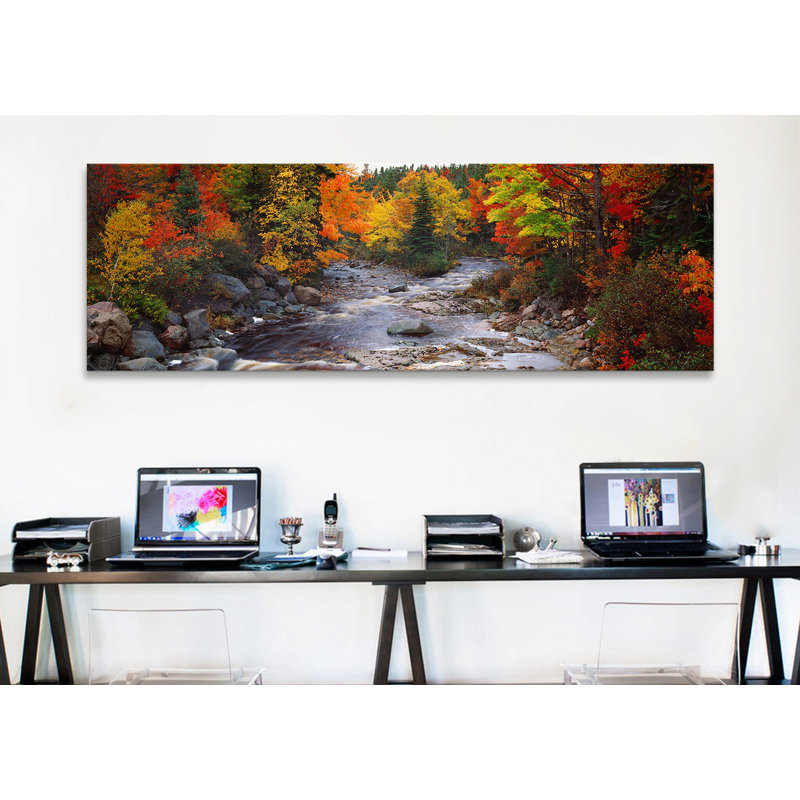 «Stream with Trees in a Forest in Autumn, Nova Écosse, Canada», reproduction de photo sur toile, H 24 po x l 72 po x p 1,5 po