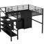 Metal Loft Bed With Table & Wardrobe, Full, Black - Contemporary Craftsmanship, Stable Frame, Abundant Storage Options, Effortless Assembly Processes Full Size And Modern Build, Frame Structure,