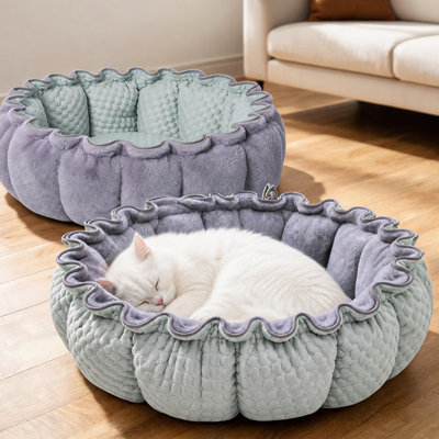 Lit pour chat intérieur, réversible, froid et chaud pour animaux toutes saisons avec côtés de soutien pour le cou, canapé orthopédique apaisant et lavable pour animal de compagnie de 30 pouces, coussin confortable pour chats, chiots et chiens de taille moyenne, gris