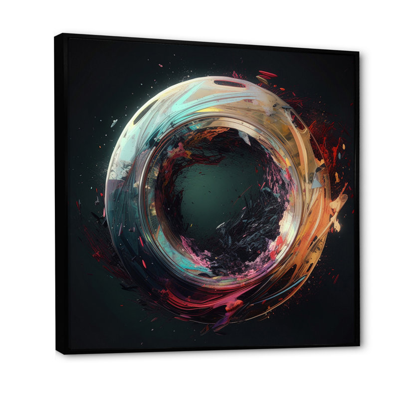 «Neon Spirité Eternity I», reproduction d'art sur toile géométrique moderne, 30" H x 30" W, Cadre flottant noir
