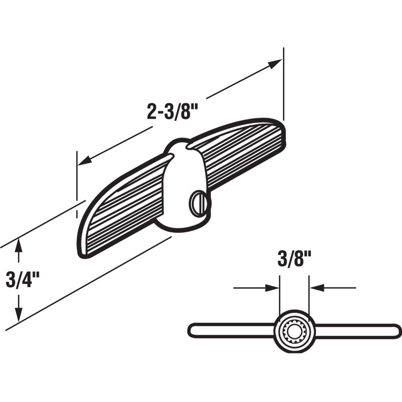 Opérateur à vantail avec poignée en T Prime-Line (paquet de 2), Blanc, H 5,35 po x l 3,75 po x P 1,05 po