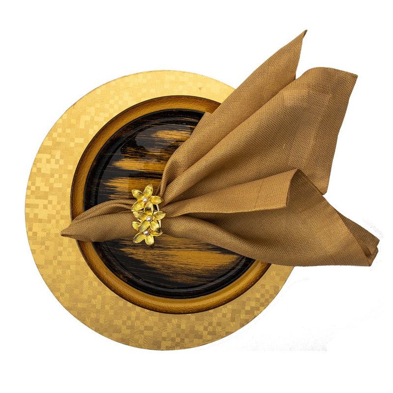 Three Flower Napkin Ring With Pearl Center
