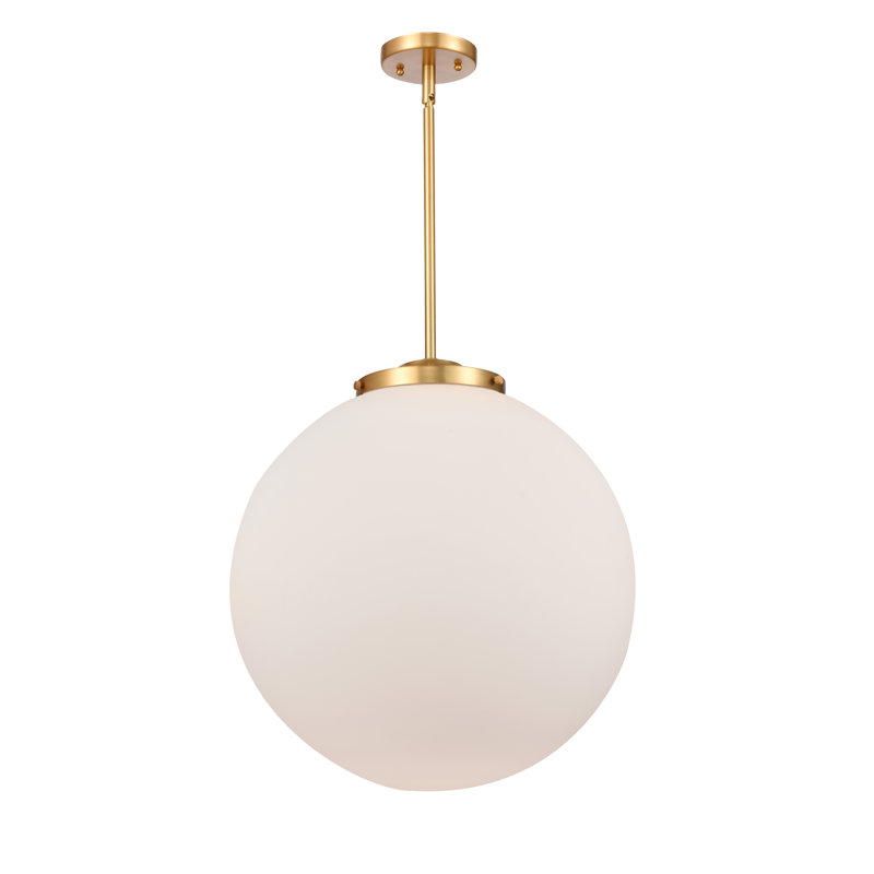 Luminaire suspendu sphère 1 lumière Frederick, Blanc mat, H 19 po x l 18 po x P 18 po, Nickel satiné brossé