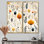 Nordique ivoire et charme floral beige - Grandes impressions d'art floral sur toile 2 pièces