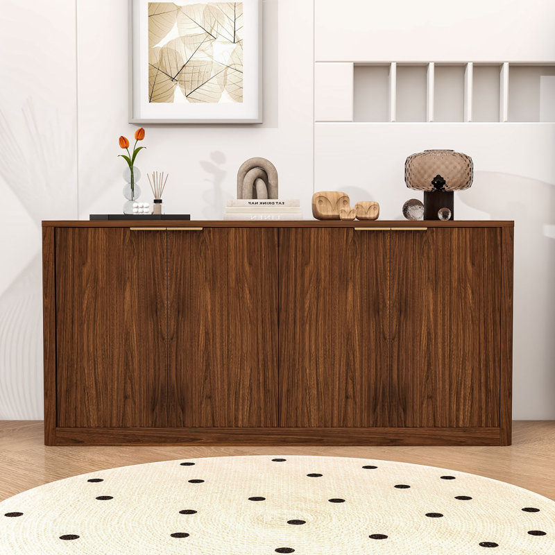 Buffet avec rangement caché Rustic Wave, Noyer
