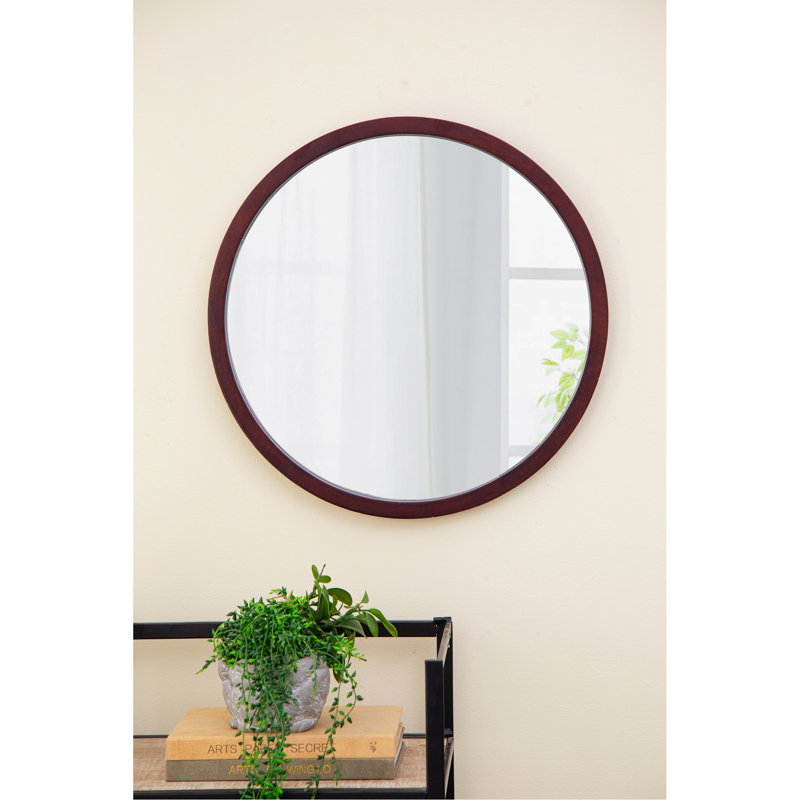 Charmant miroir mural à cadre en bois, Brun