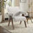 Modern Linen Upholstered Accent ArmChair with Solid Wood Legs and Padded Armrests-2139069826
