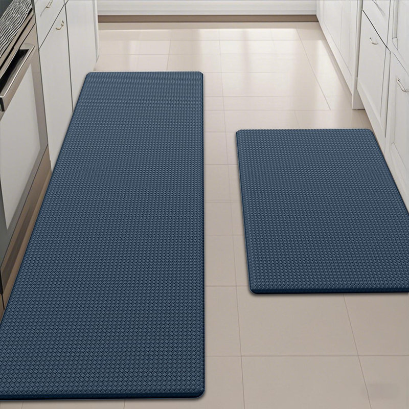 Kitchen Mats Cushioned Anti Fatigue,Comfort Memory Foam Runner Rug, 43cm x 74cm + 43cm x 150cm, Navy