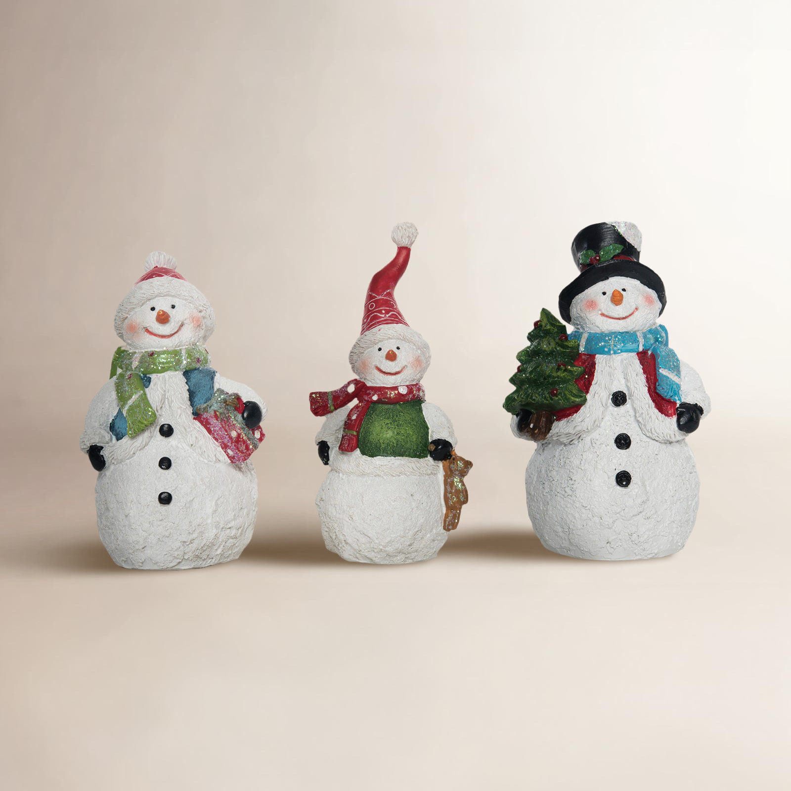 The Holiday Aisle® Resin 4.5 in. Multicolor Christmas Snowman with Glitter Detail Figurine Set of 3
