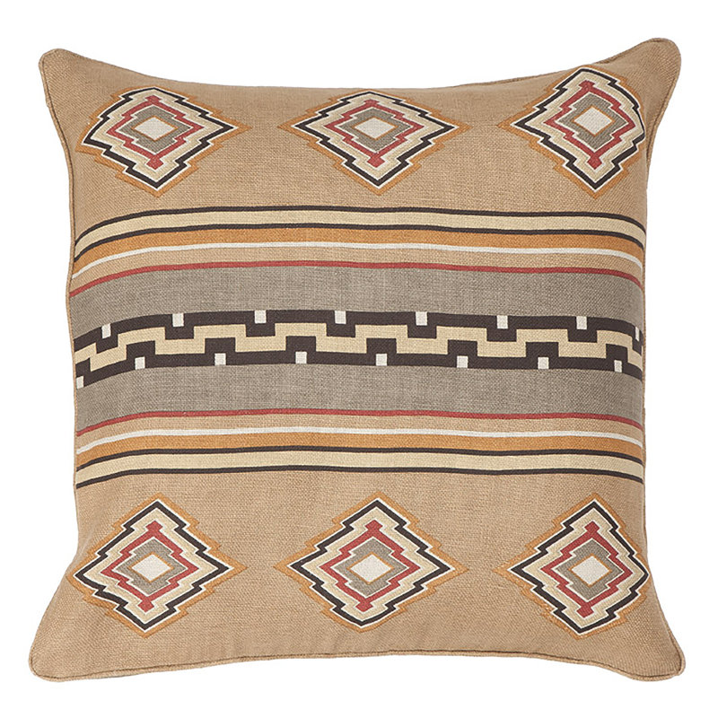 Mesa Linen Square Pillow Cover & Insert, Brown/Gray Geometric