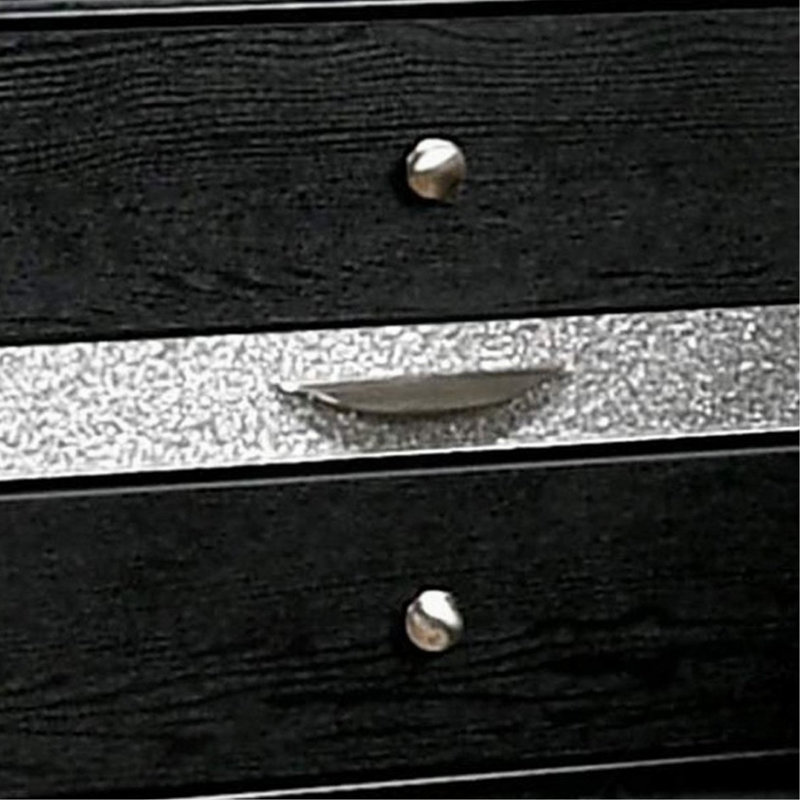 Table de chevet avec garniture argentée et 1 tiroir à bijoux, noir