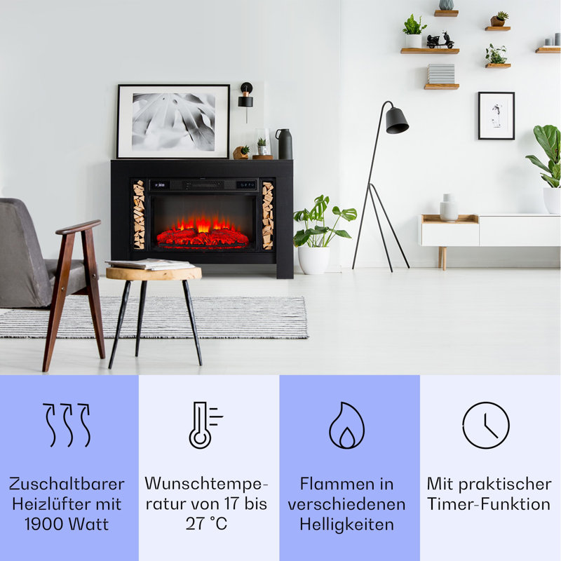 Klarstein 120cm W Electric Fireplace, Black