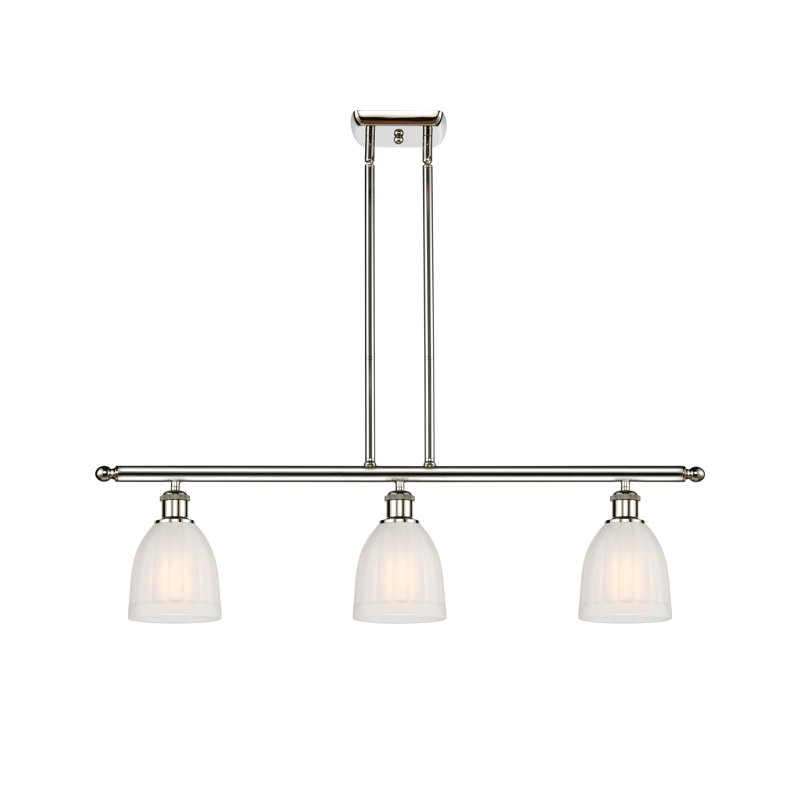 Dunder 3 - Light Kitchen Island Pendant, 6 Watt Vinage LED Bulb, Polished Nickel