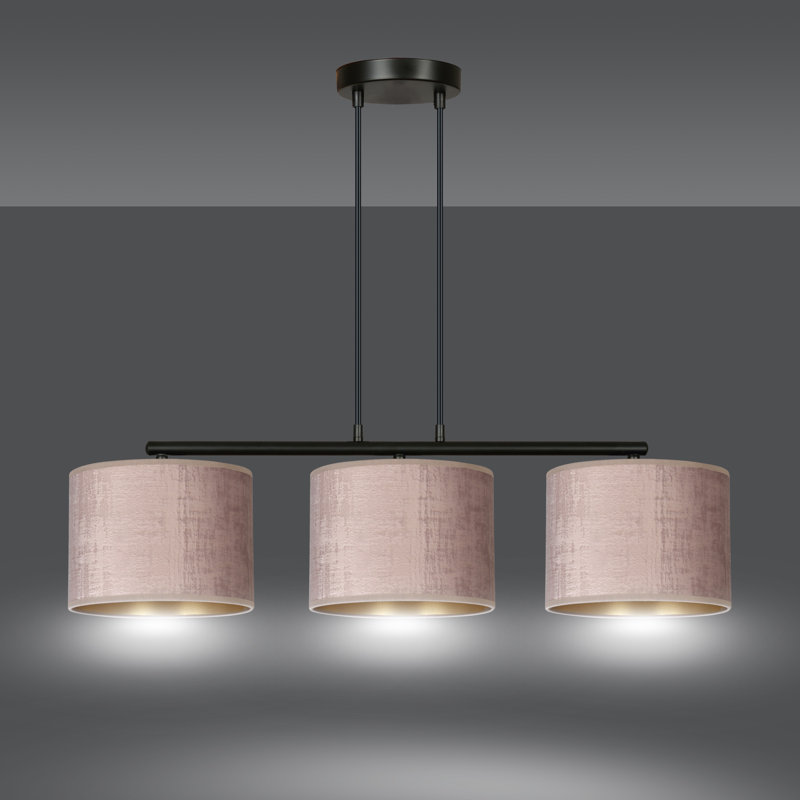 Eamie 3 - Light Steel Kitchen Island Pendant, Pink