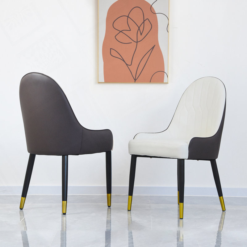 Chaise rembourrée en polyuréthane, Brun foncé, Blanc