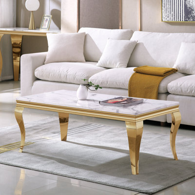 Jennita Faux Marble Top Metal Base Coffee Table
