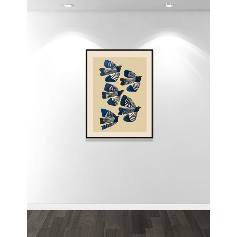 Imprimé indigo par ville, L 31,5 po x H 41,5 po, Toile avec cadre, Flottant espresso
