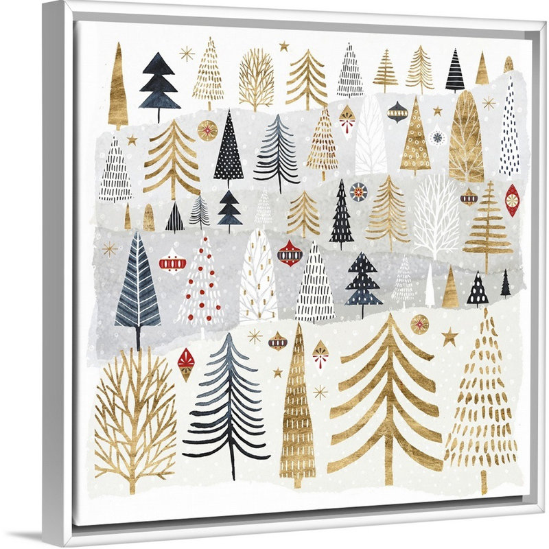 «Christmas Chalet III» par Victoria Borges - reproduction d'art sur toile, H 14 po x l 14 po x P 1,75 po, Cadre blanc
