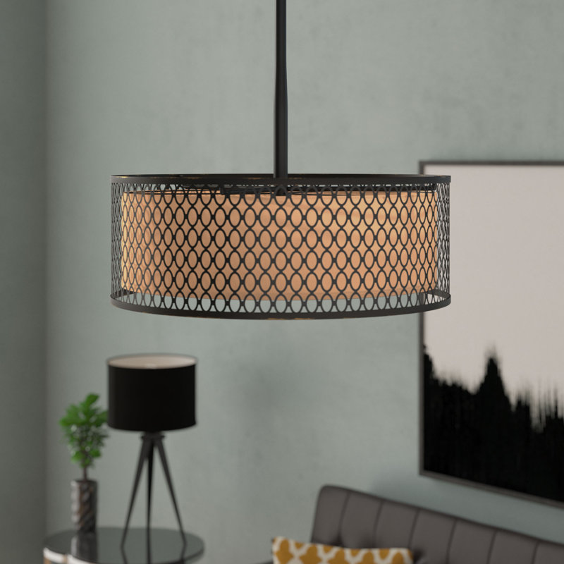 Ferrigno 3 - Light LED Unique/Statement Pendant, Bronze, 7.5"H x 17"W x 17"D