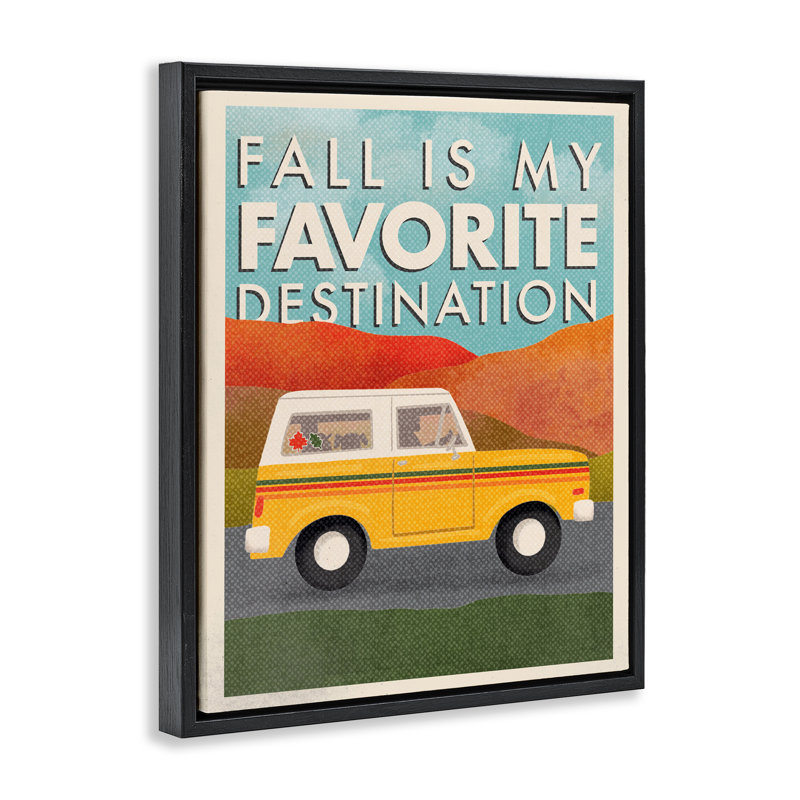 Vintage Fall Favourite Destination Floating Frame, design by Jilly Jack Designs, Jet Black Floater Frame, 21" H x 17" W