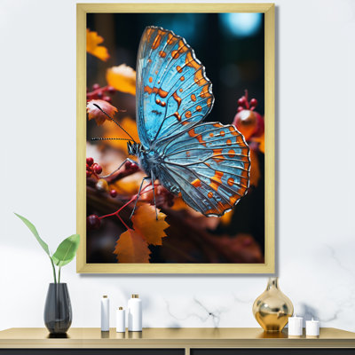 Imprimé papillon turquoise - jaune