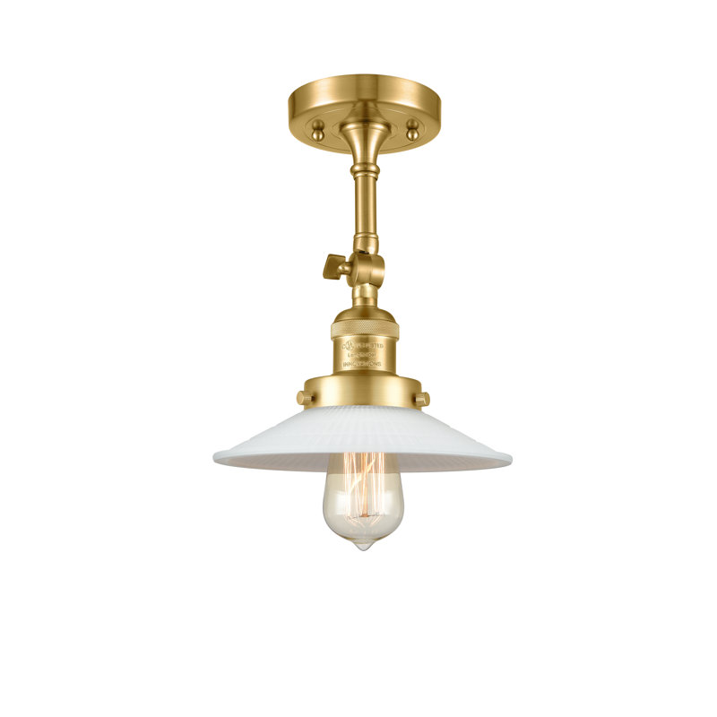 Plafonnier semi-encastré 1 lumière 8,5 po Miramontes, Ampoule DEL 6 watts Vinage, Matte White Halophane, Or satiné