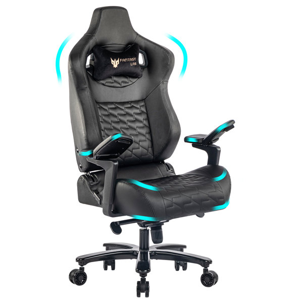 FANTASYLAB Memory Foam Gaming Chair Office Chair 300lbs with Velvet Lumbar  Support,Racing Style PU Leather High Back Adjustable Swivel Task Chair with  Footrest Black 