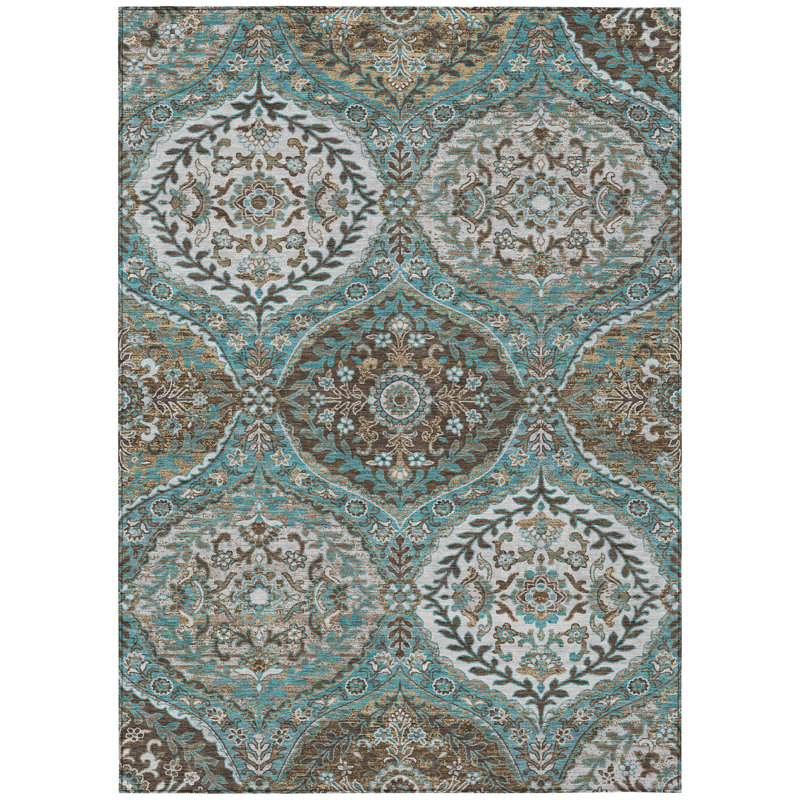 Machine Washable Indoor/Outdoor Chantille ACN2698 Global Rug, Teal, 2'6" x 3'10"