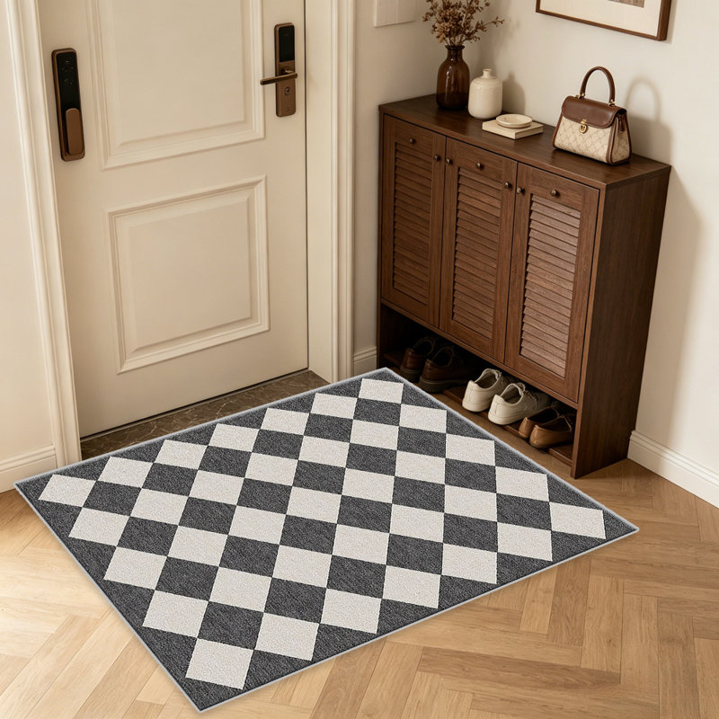 Black and White Checkerboard carpet-easy to clean, machine-washable, soft and comfortable; suitable for door mats, kitchens, living rooms, bedrooms, corridors, and laundry areas. Easy to clean, durable carpet for home decoration.