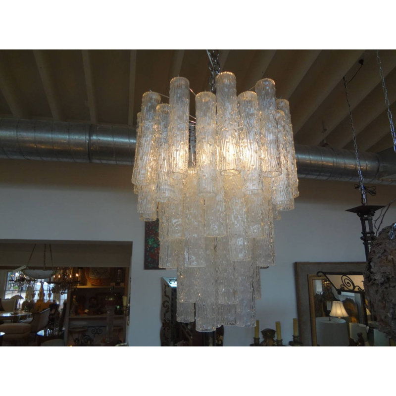 Lustre tronchi clair Mid Centuri, Nickel noir, Givré, 20" Diameter x 24" Height