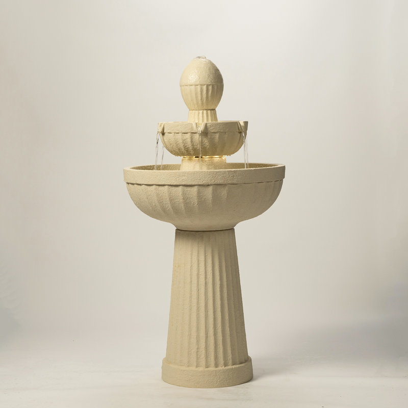 37.80" H Cascading Waterfall Fountain, Beige