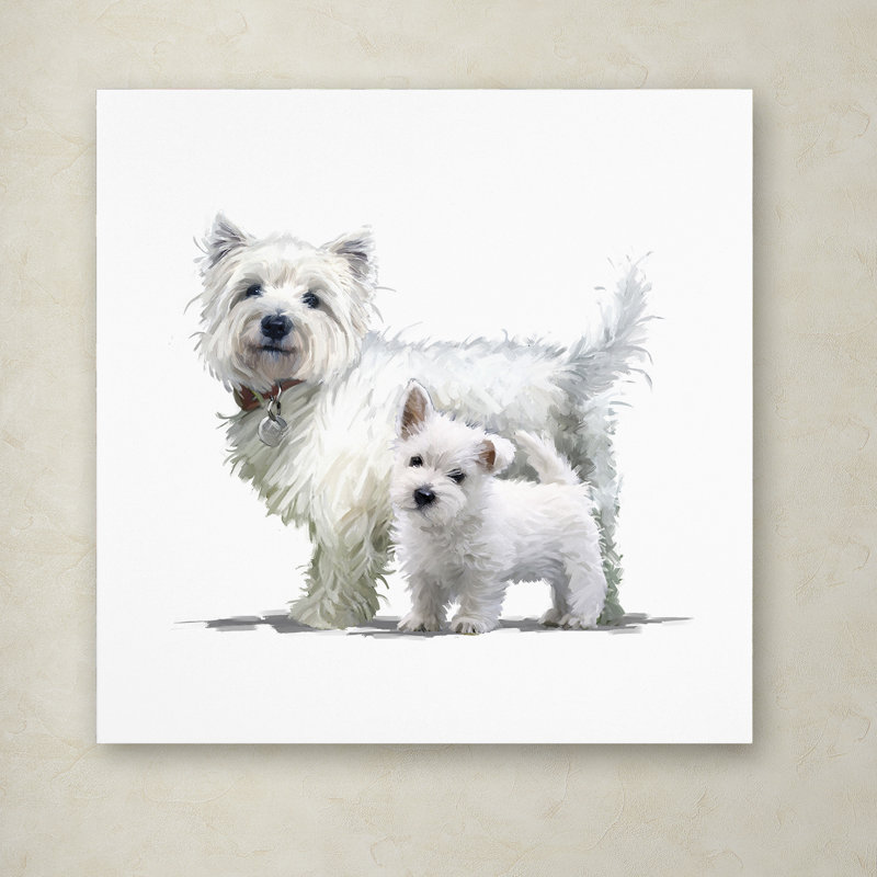 White Canvas Art of West Highland Terriers, 15" x 20"