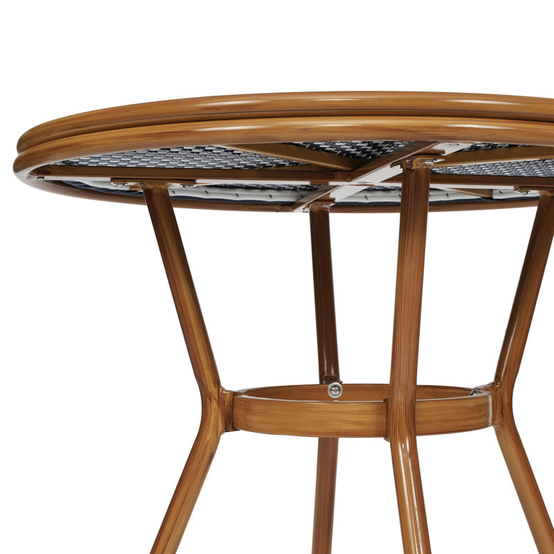 Rylan Indoor/Outdoor Commercial Bistro Set with Table and Two Chairs, Brown/Blue