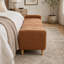 Banc de lit moderne capitonné de 161 cm de large, avec couvercle rabattable capitonné à vagues, accoudoirs et pieds en bois massif, idéal pour plusieurs pièces, couleur caramel.-605293301-605293304