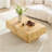 43.31 Inch Burl Wood Veneer Coffee Table,Rectangle Mid-Century Modern Table For Living Room,Coffee Table With Sturdy MDF Pedestal For Office,Apartment,Natural-708326970
