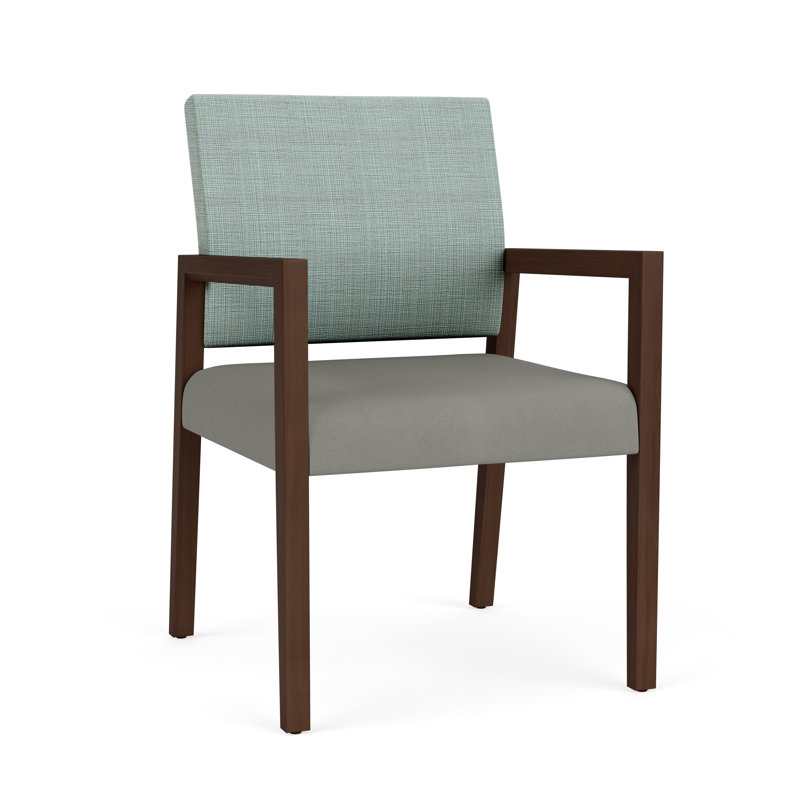 Chaise d'invité de réception Brooklyn, Noyer Riftwood, Chambray écume de mer / Patriot Plus colombe
